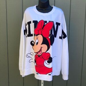 Disney Minnie Mouse front back spellout graphic crewneck sweatshirt